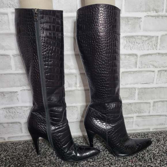 Prada Crocodile Leather Heeled Knee High Boots, size 38 (US 8) - Picture 2 of 12